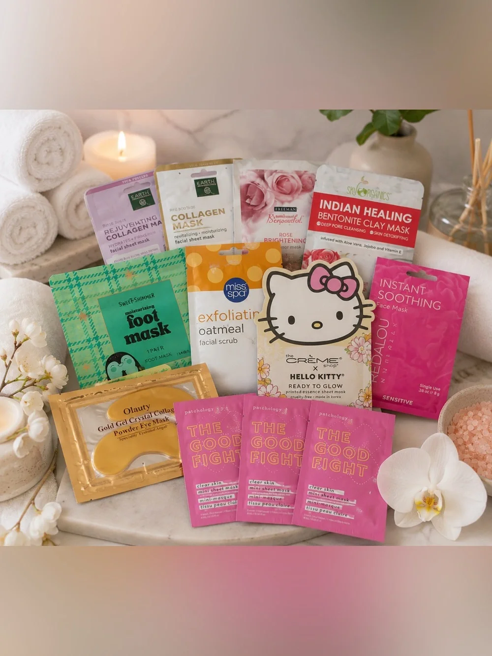 Face & Foot Mask Beauty Bundle | 12-Piece Skincare Set | New